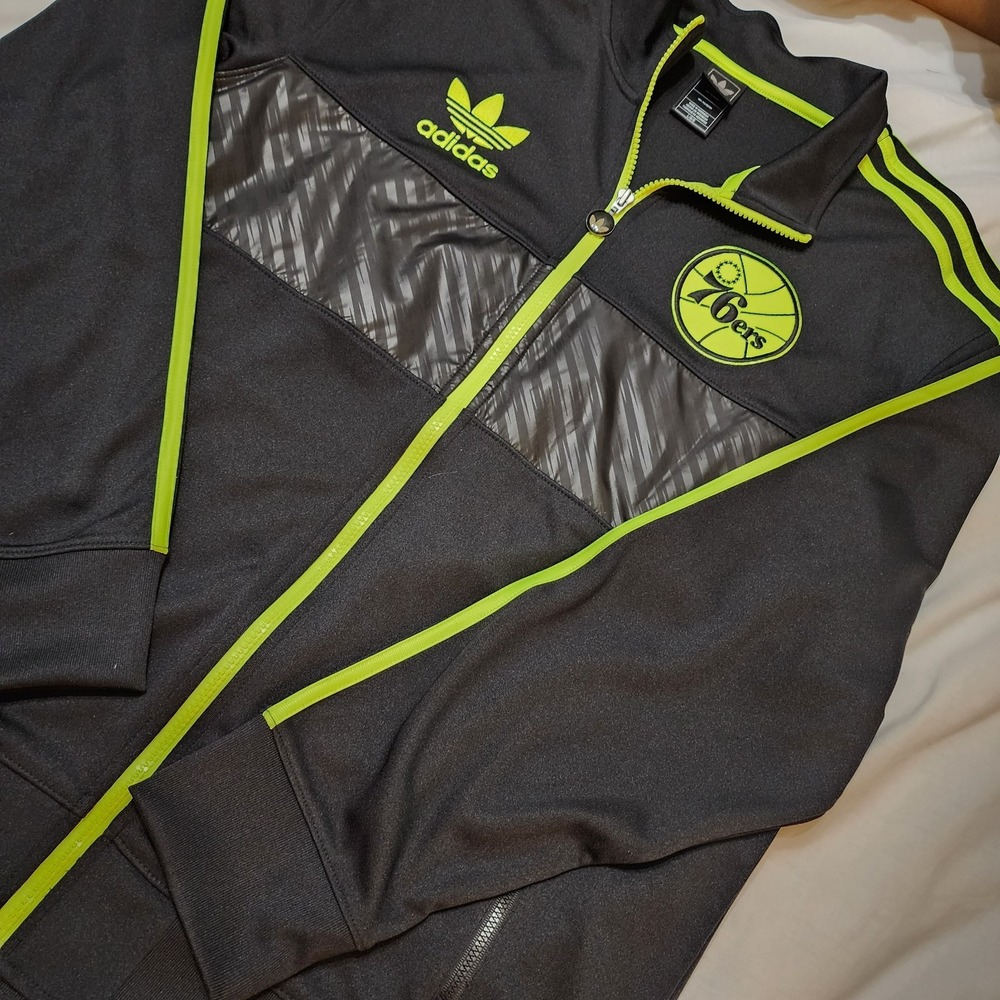 Adidas Philadelphia 76ers Electricity Track Jacket Size Large Black Green